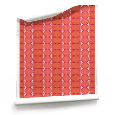 Evelyn | Abstract Ikat Stripe Wallpaper Double Roll — Red,Pink,Orange