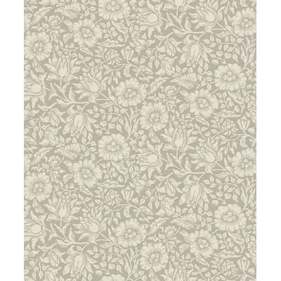 Mallow Floral Non-Pasted Matte Wallpaper Roll — Gray