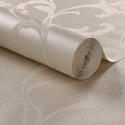 Baroque Floral Non-Pasted Metallic Wallpaper Double Roll — Pearl