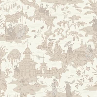 Chinese Toile Non-Pasted Wallpaper Roll — Neutral
