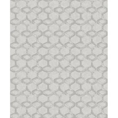 Gray Resource Geometric Non-Pasted Metallic Wallpaper Roll — Platinum