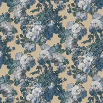 Elle Decor Floral Baroque 3D Embossed Glitter Shimmer 33' L x 21" W Wallpaper Roll — Teal,Light Gold
