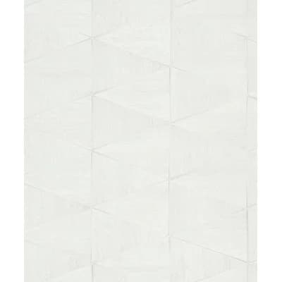 Woods and Wicker Collection Triangular Wood Tile Wallpaper Roll — White