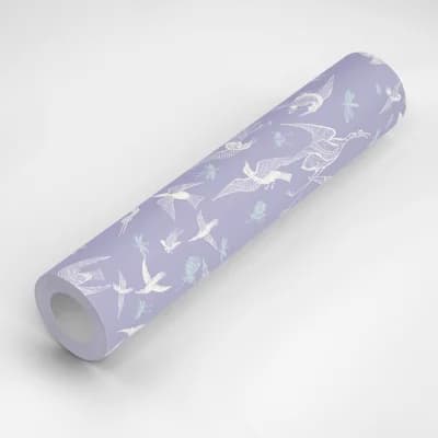 Nomad Chasing Birds 10' L x 24" W Peel and Stick Wallpaper Roll — Lavender,Ivory,Blue