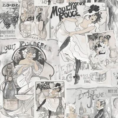 Nostalgie Champagne Posters 32.81' L x 20.87" W Smooth Wallpaper Roll — Gray