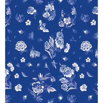 Royal Delft Floral Non-Pasted Metallic Wallpaper Roll — Blue