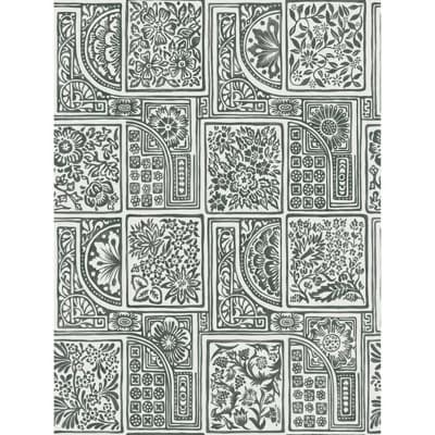Bellini Floral Non-Pasted Wallpaper Roll — Black,White