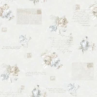 Country Cottage Vintage Rose Design 33' L x 21" W Wallpaper Roll — Blue
