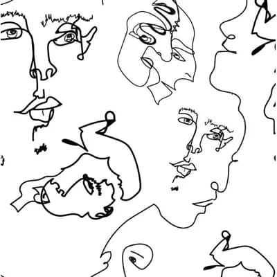 Lets Face Abstract Fabric Peel & Stick Matte Wallpaper Roll by Jamie Graney — White,Black