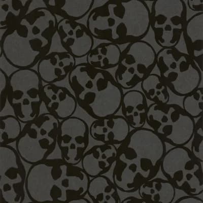 Barbara Hulanicki Flock Abstract Non-Pasted Matte Wallpaper Roll — Black