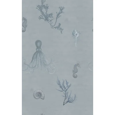 Sea Life 33' L x 20.5" W Wallpaper Roll — Gray