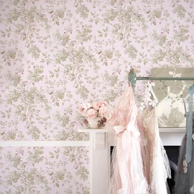 Rachel Ashwell Chelsea White Wallpaper — Pink