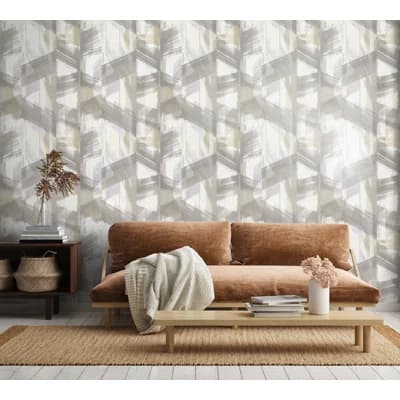 Crafted Glimmery Glaze Design 27.9' L x 27.5" W Wallpaper Roll — Taupe,Gray