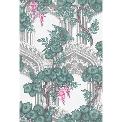 Babylon Floral Non-Pasted Matte Wallpaper Roll — Green,White