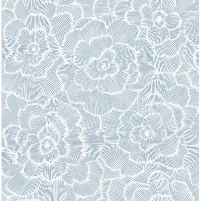 Periwinkle Floral Non-Pasted Wallpaper Roll — Blue