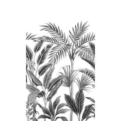 Orom II Collection Palm Leaf 62.5-inches wide x 9.18-feet high 3-panel Wall Mural — Black