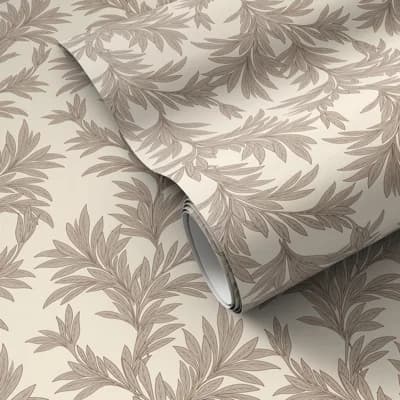 Lush Leaves Floral Non-Pasted Wallpaper Roll — Lush Leaves Taupe II