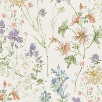 Laura Ashley Wild Meadow Chalk Pink Wallpaper — Pink