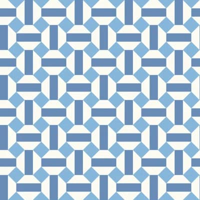 Seville Geometric Non-Pasted Matte Wallpaper Roll — Blue,White