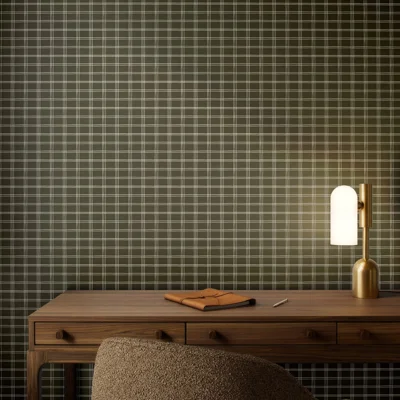 Hand Checks Plaid Non-Pasted Wallpaper Roll by Getty Images — Olive I