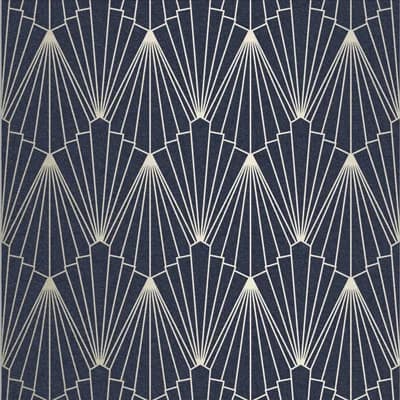 Geometric Non-Pasted Metallic Wallpaper Double Roll — Navy