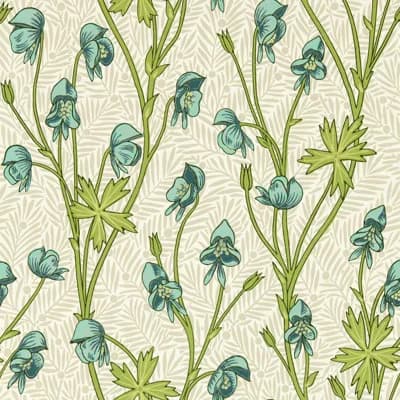 Bedford Park Monkshood Wallpaper — Aqua,Peashoot