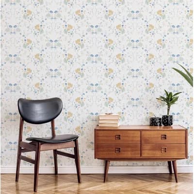 Nomad Floral Lace 10' L x 24" W Wallpaper Roll — Natural Cotton