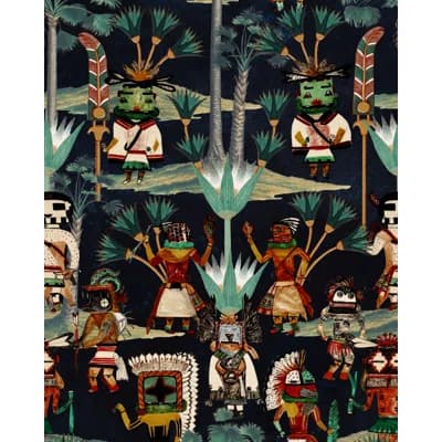 The Curators Cabinet Non-Pasted Satin and Matte Wallpaper Roll — Anthracite,Red,Turquoise,Yellow