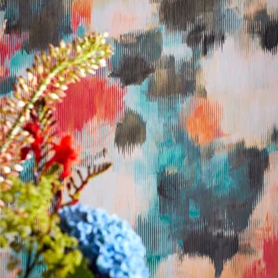 Exuberance Wallpaper — Coral,Turquoise