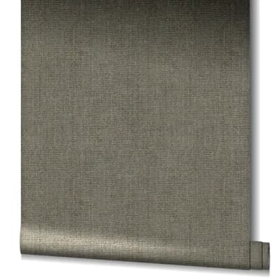 Earth Collection Textured Weave Effect Wallpaper Roll — Gray