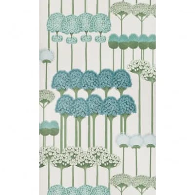 Allium Floral Non-Pasted Matte Wallpaper Roll — Teal,Jade,White