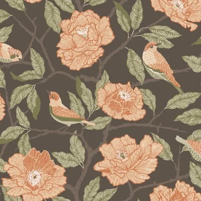 Floral Non-Pasted Wallpaper Roll — Brown
