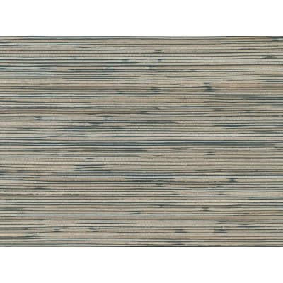 Ranong Striped Grass Cloth Non-Pasted Wallpaper Roll — Champagne,Teal