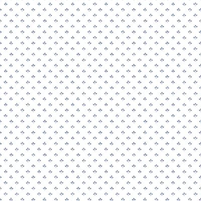 Just Kitchens Tri Leaf Motif 33' L x 21" W Wallpaper Roll — Navy,Blue