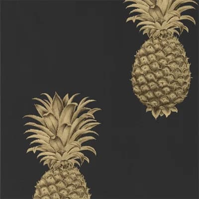 Pineapple Royale Wallpaper — Graphite,Gold