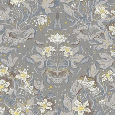 Damask Wallpaper Roll — Gray