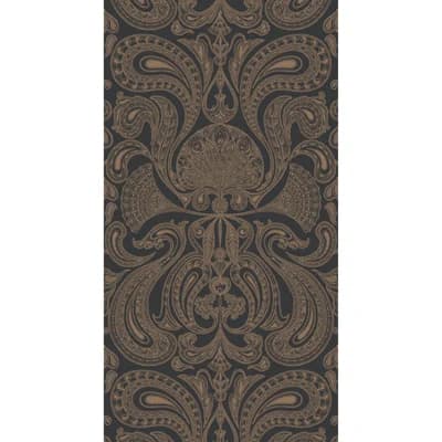 Damask Non-Pasted Matte Wallpaper Roll — Brown,Black