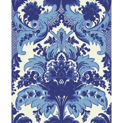 Aldwych Damask Non-Pasted Wallpaper Roll — Blue,White