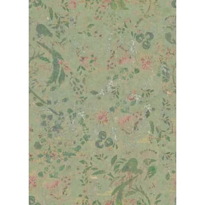 Yuki Osada Floral Non-Pasted Satin Wallpaper Double Roll by Yuki Osada — Muted Green