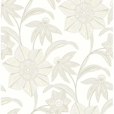 Exhale Light Gray Woven Faux Grasscloth Wallpaper — Beige