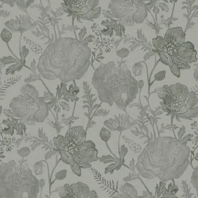 Poppies Textured Peel and Stick Wallpaper by Pure Salt — Green