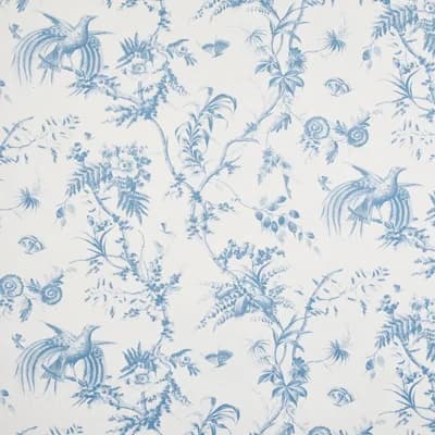 Schumacher x Jill Lasersohn Toile De La Prairie Wallpaper — Blue