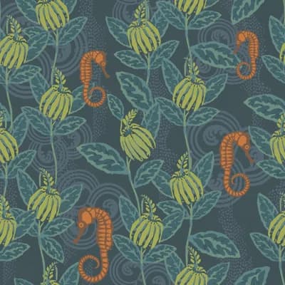 Yuki Osada Floral Non-Pasted Satin Wallpaper Double Roll — Green