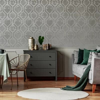 Geometric Non-Pasted Metallic Wallpaper Double Roll — Gray,Silver