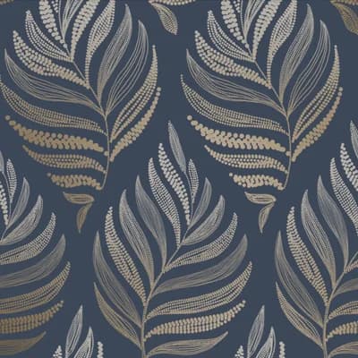 Botanica Floral Non-Pasted Metallic Wallpaper Roll — Midnight