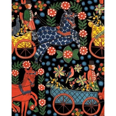 Tyrol Apres-Ski Floral Non-Pasted Matte Wallpaper Roll — Black,Blue,Green,Red