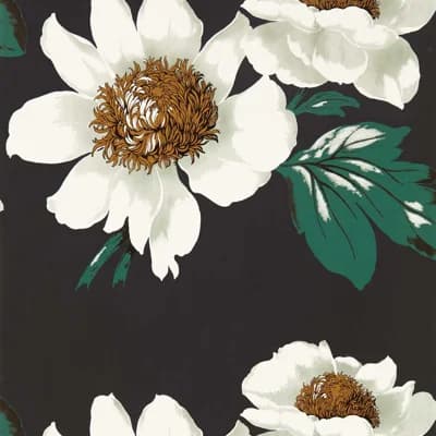 Paeonia Wallpaper — Black Earth,Fig Leaf,Gold