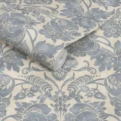 Martha Stewart Florentine Tarn Wallpaper — Blue