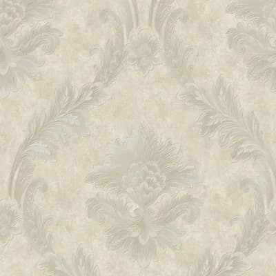 Antonia Vella Mixed Metals Damask Non-Pasted Metallic Wallpaper Double Roll — Silver On Gray