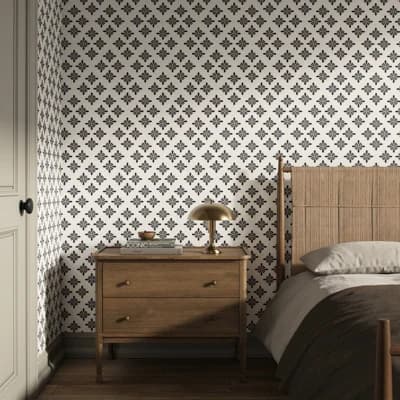 Conspectus Floral and Geometric Non-Pasted Wallpaper — Conspectus Navy I